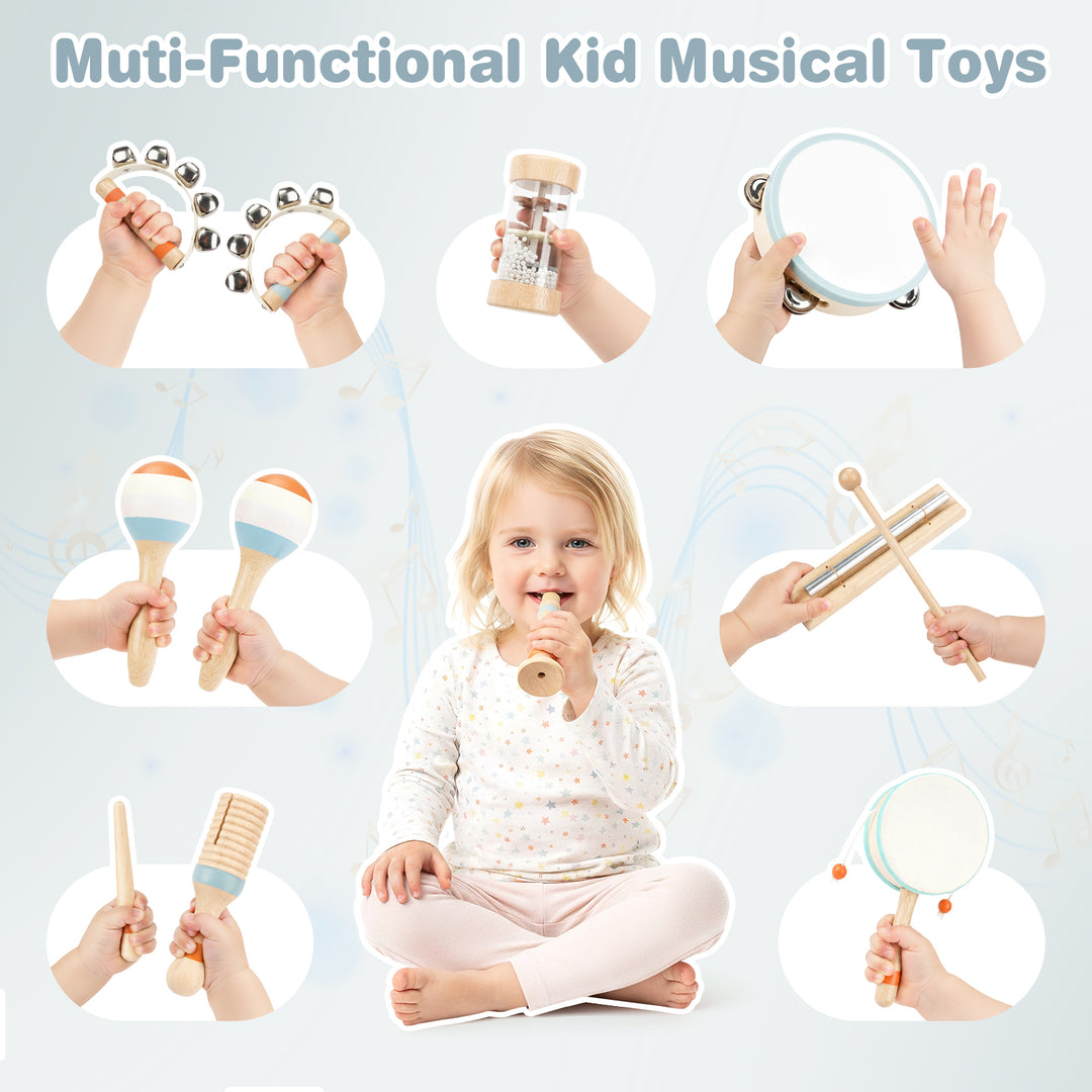 Drums &amp; Bells - Wooden Montessori Instruments for 18M -4YS