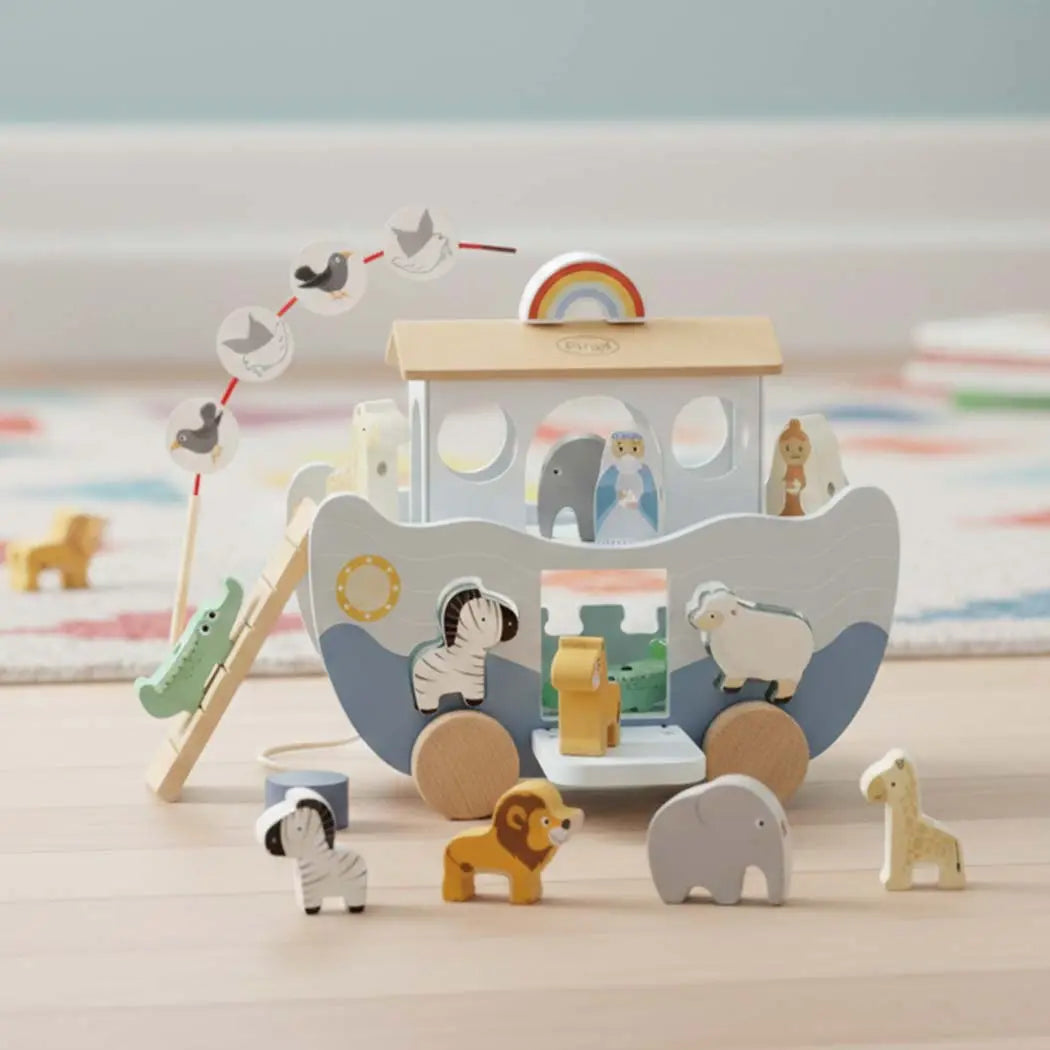 Wooden Noah's Ark Toy for Montessori Learning 