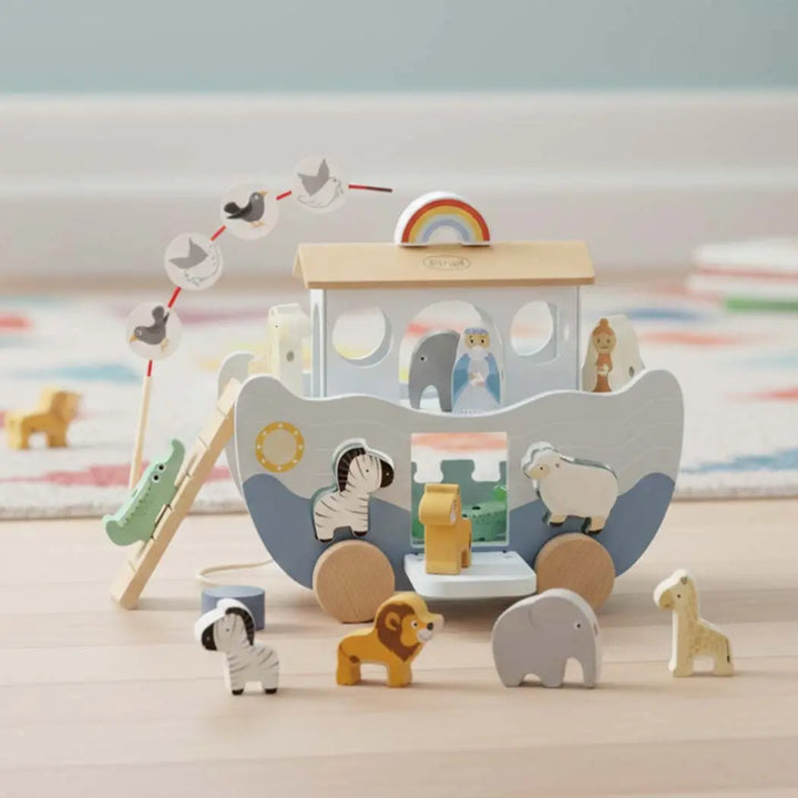 Wooden Noah's Ark Toy for Montessori Learning 