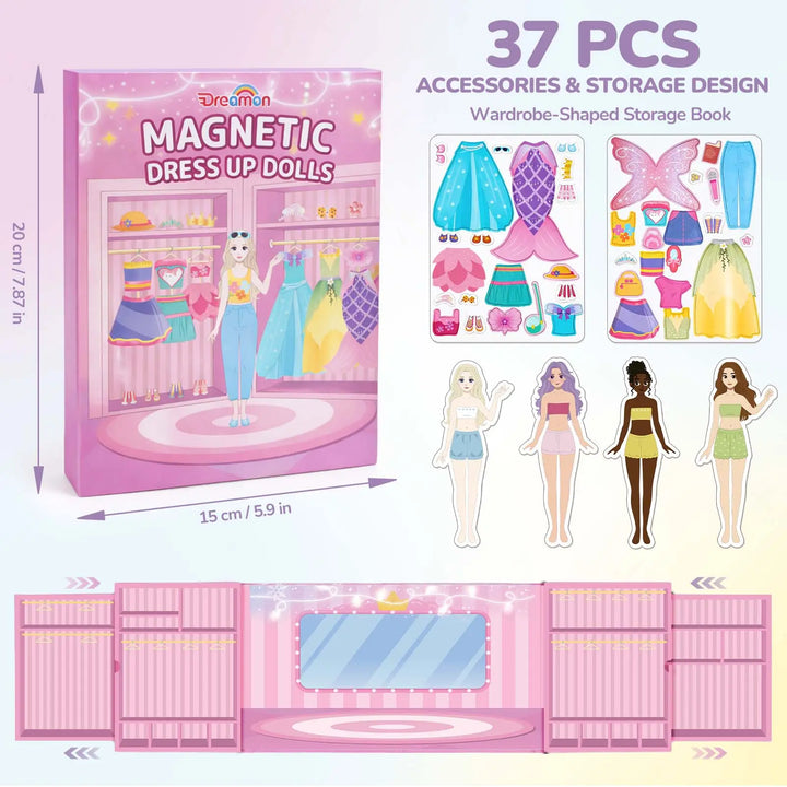 Magnetic Dress Up Dolls Set for Girls – 42PCS Princess &amp; Mermaid Kit 