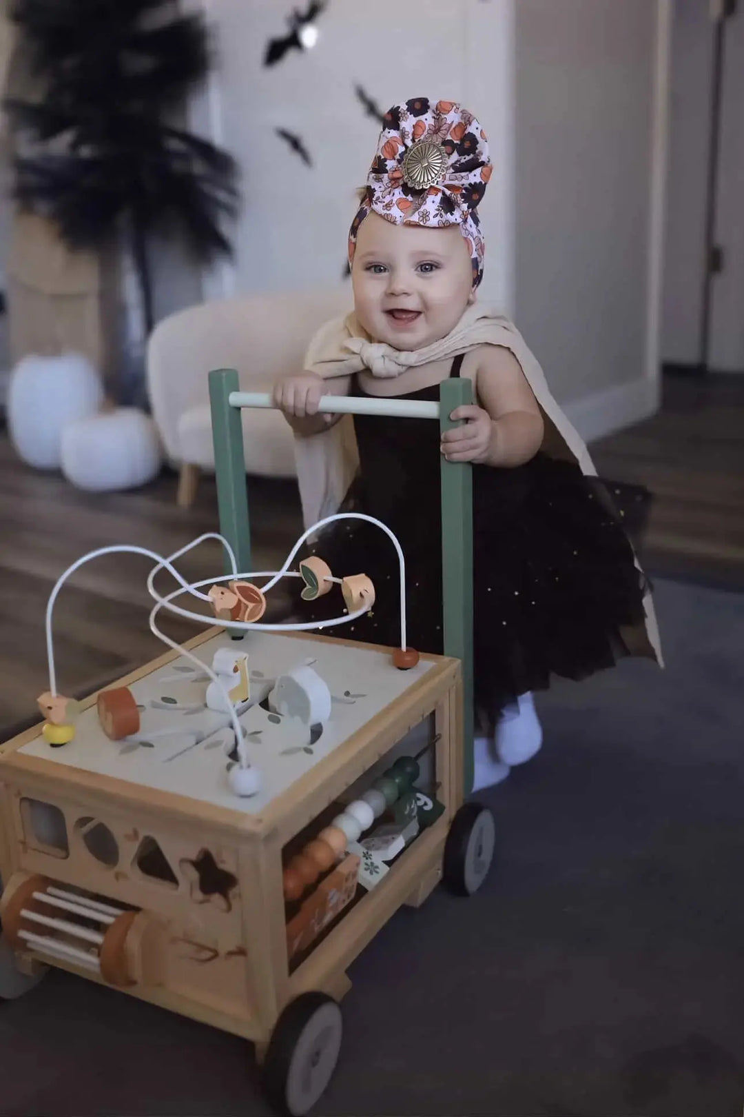 Adjustable Wooden Baby Push Walker for Toddlers 