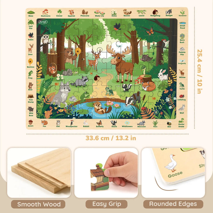 Wooden Animal Puzzles for Kids 3-6 | 4 x 60-Piece Search &amp; Find Puzzles 