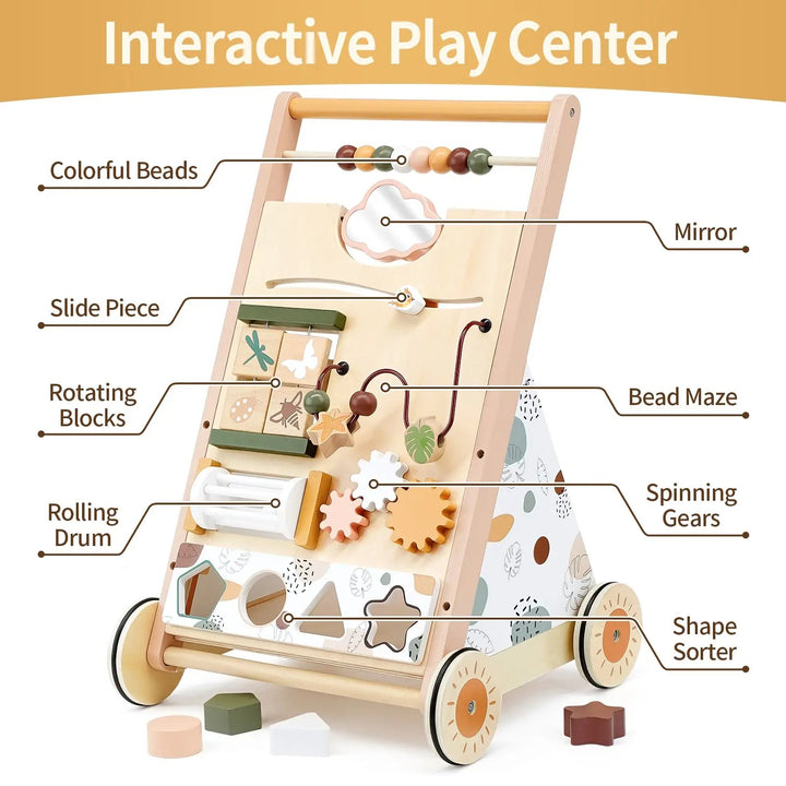 Adjustable Speed Wooden Baby Walker for Toddlers 