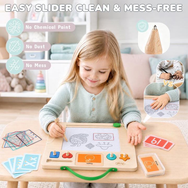Wooden Letter Tracing Board – Magnetic Alphabet &amp; Numbers
