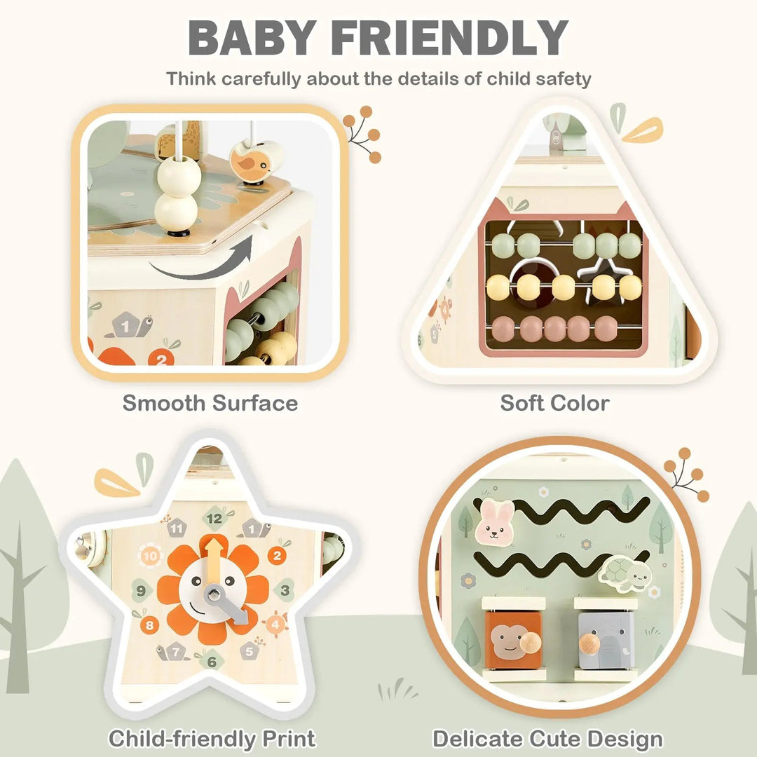 Wooden Activity Cube 11-in-1 Montessori Toys for 18M - 4YS 