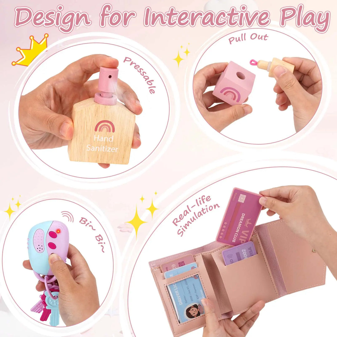30PCS Play Purse for Little Girls | Pretend Makeup &amp; Accessories Set 