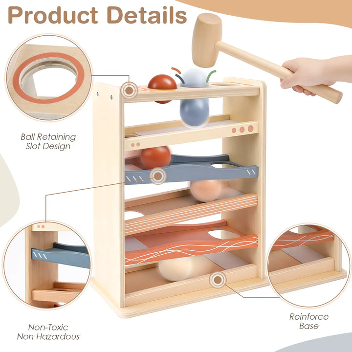 Wooden Rolling Ball Toy for 1–3 Year Olds 