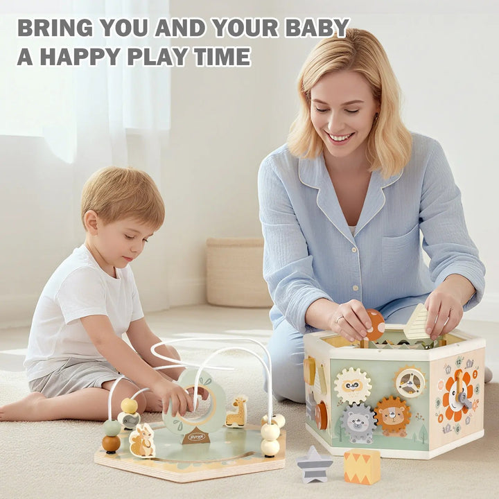 Wooden Activity Cube 11-in-1 Montessori Toys for 18M - 4YS 