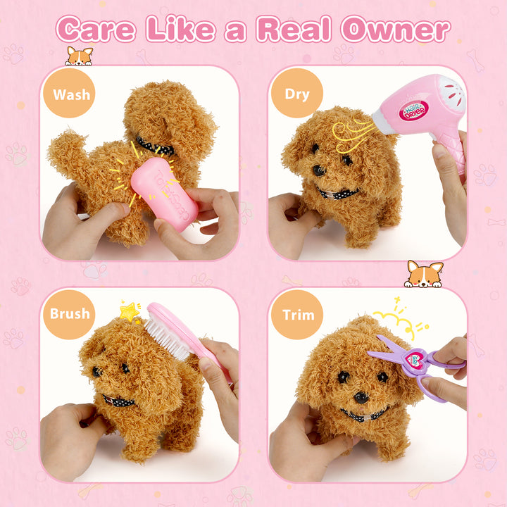 18-Piece Walking Robot Puppy Toy with Dog House &amp; Leash