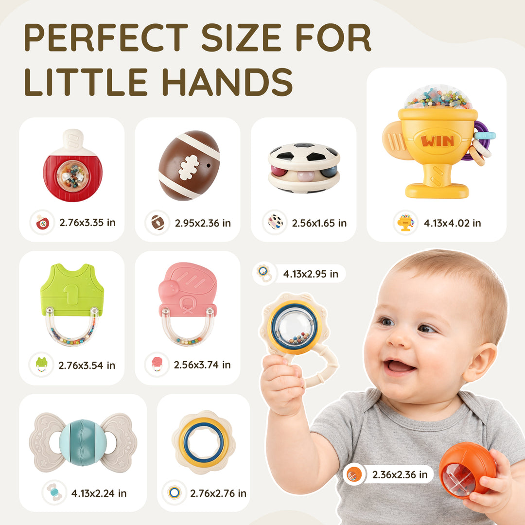 10-Piece Baby Rattles and Teething Toys Set for Newborns 0–6 Months