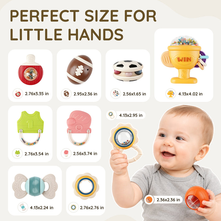 10-Piece Baby Rattles and Teething Toys Set for Newborns 0–6 Months