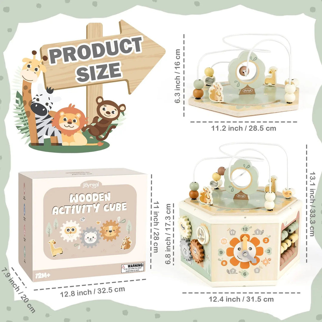 Wooden Activity Cube 11-in-1 Montessori Toys for 18M - 4YS 