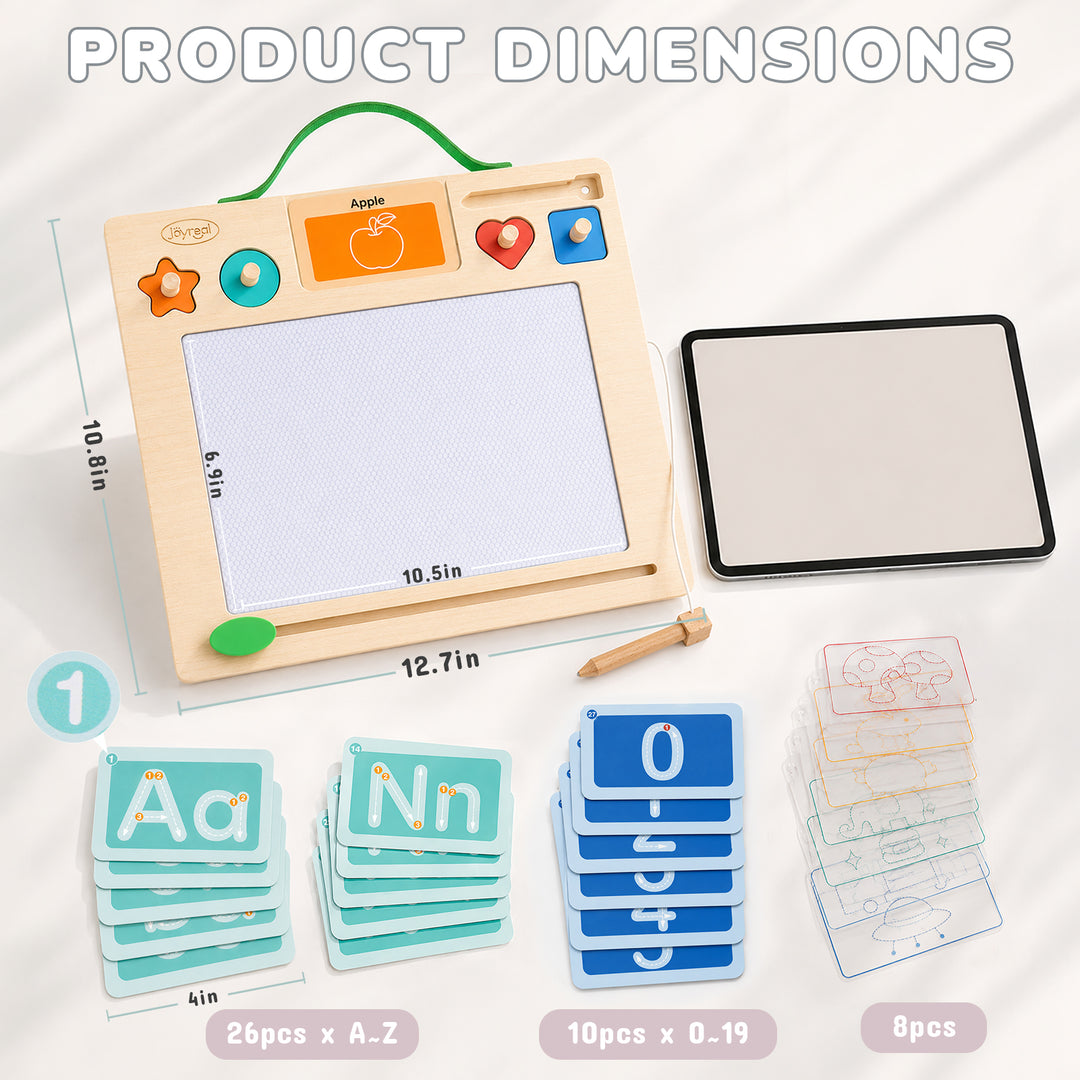 Wooden Letter Tracing Board – Magnetic Alphabet &amp; Numbers