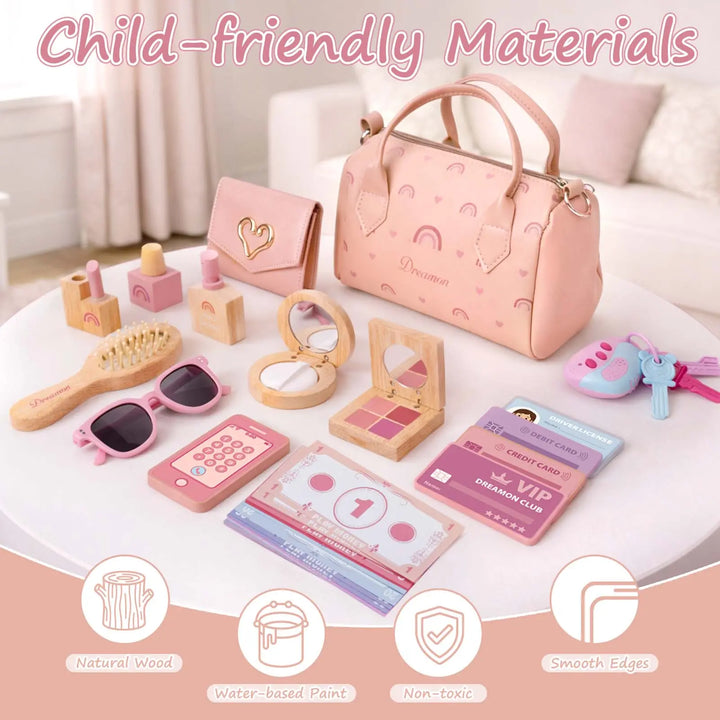 30PCS Play Purse for Little Girls | Pretend Makeup &amp; Accessories Set 
