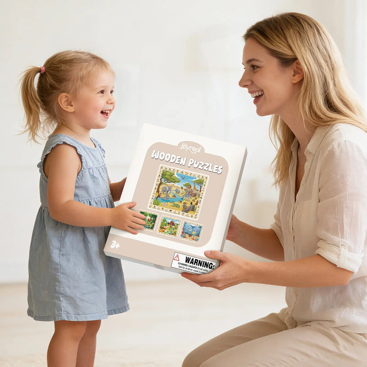 Wooden Animal Puzzles for Kids 3-6 | 4 x 60-Piece Search &amp; Find Puzzles 