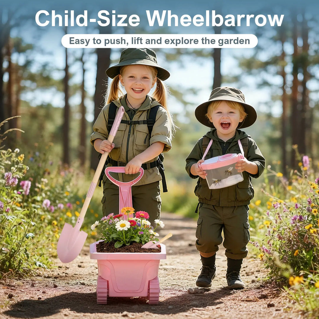 2-in-1 Kids Gardening &amp; Bug Catcher Kit – with Wheelbarrow &amp; Bug House 