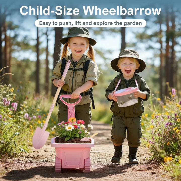 2-in-1 Kids Gardening &amp; Bug Catcher Kit – with Wheelbarrow &amp; Bug House 