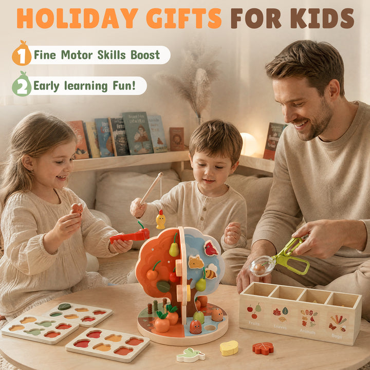 9-in-1 Montessori Sorting &amp; Stacking Apple Tree Toy