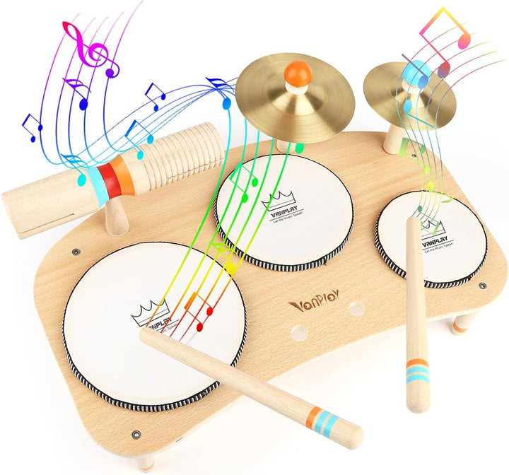 Kids 8-in-1 Wooden Drum & Musical Toy Set – Montessori Music Learning for Toddlers