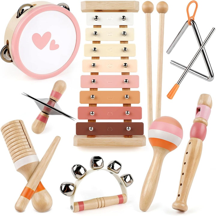 Wooden Musical Toy for Toddlers – Montessori Drum & Xylophone for Preschool Learning