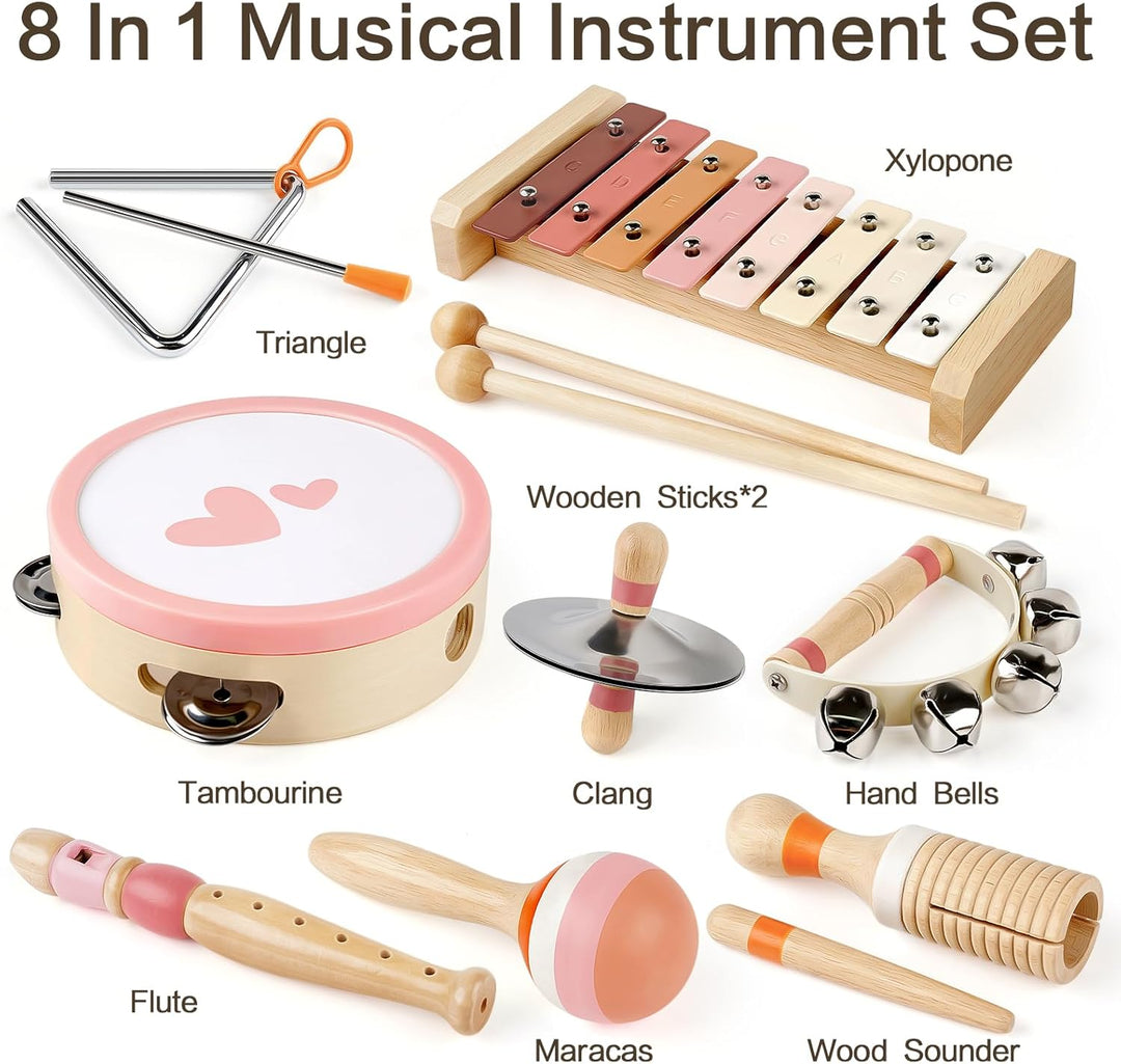 Wooden Musical Toy for Toddlers – Montessori Drum & Xylophone for Preschool Learning