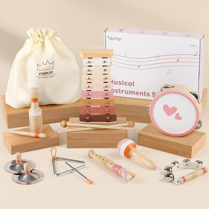Wooden Musical Toy for Toddlers – Montessori Drum & Xylophone for Preschool Learning