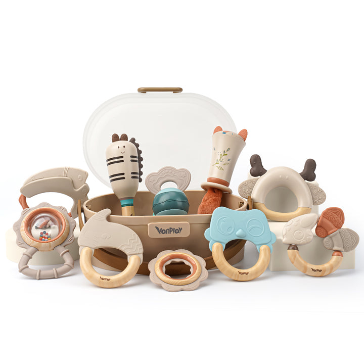 Baby Rattles & Teethers Set – Soft Sensory Toys for 0-6 Month Newborns