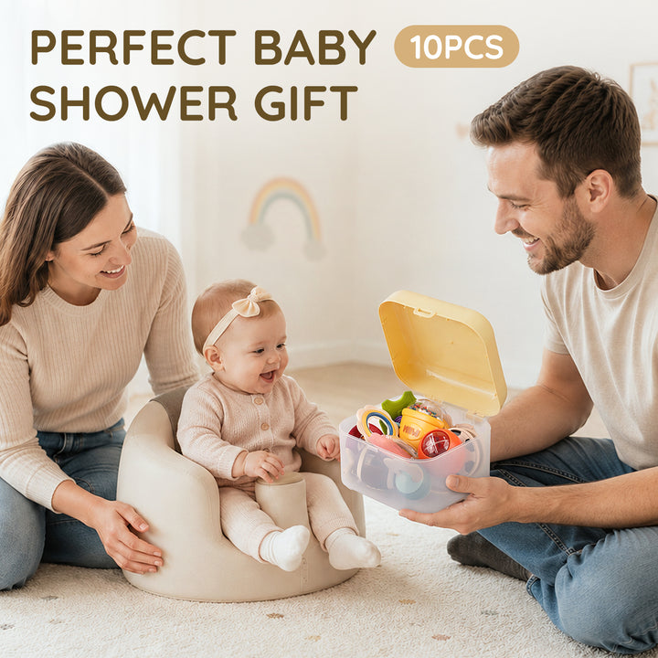10-Piece Baby Rattles and Teething Toys Set for Newborns 0–6 Months