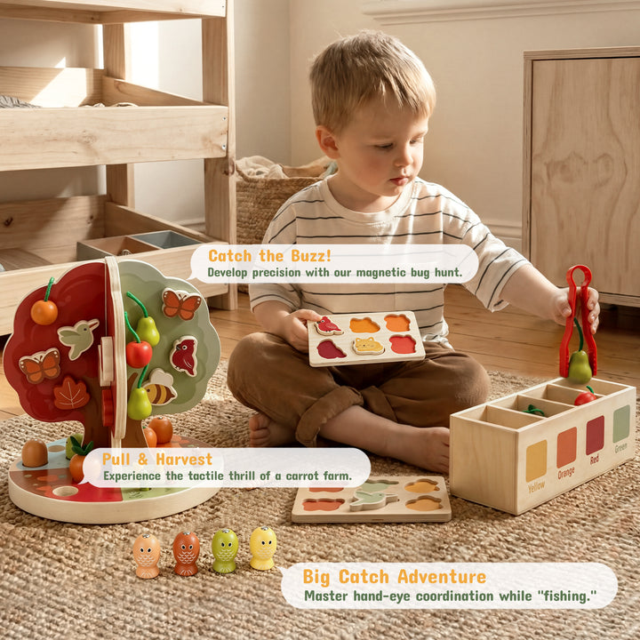 9-in-1 Montessori Sorting &amp; Stacking Apple Tree Toy