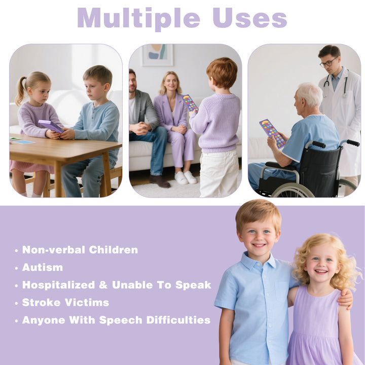 Portable AAC Speech Device Combo, 2-Pack Speech Therapy Device for Autism Nonverbal Children