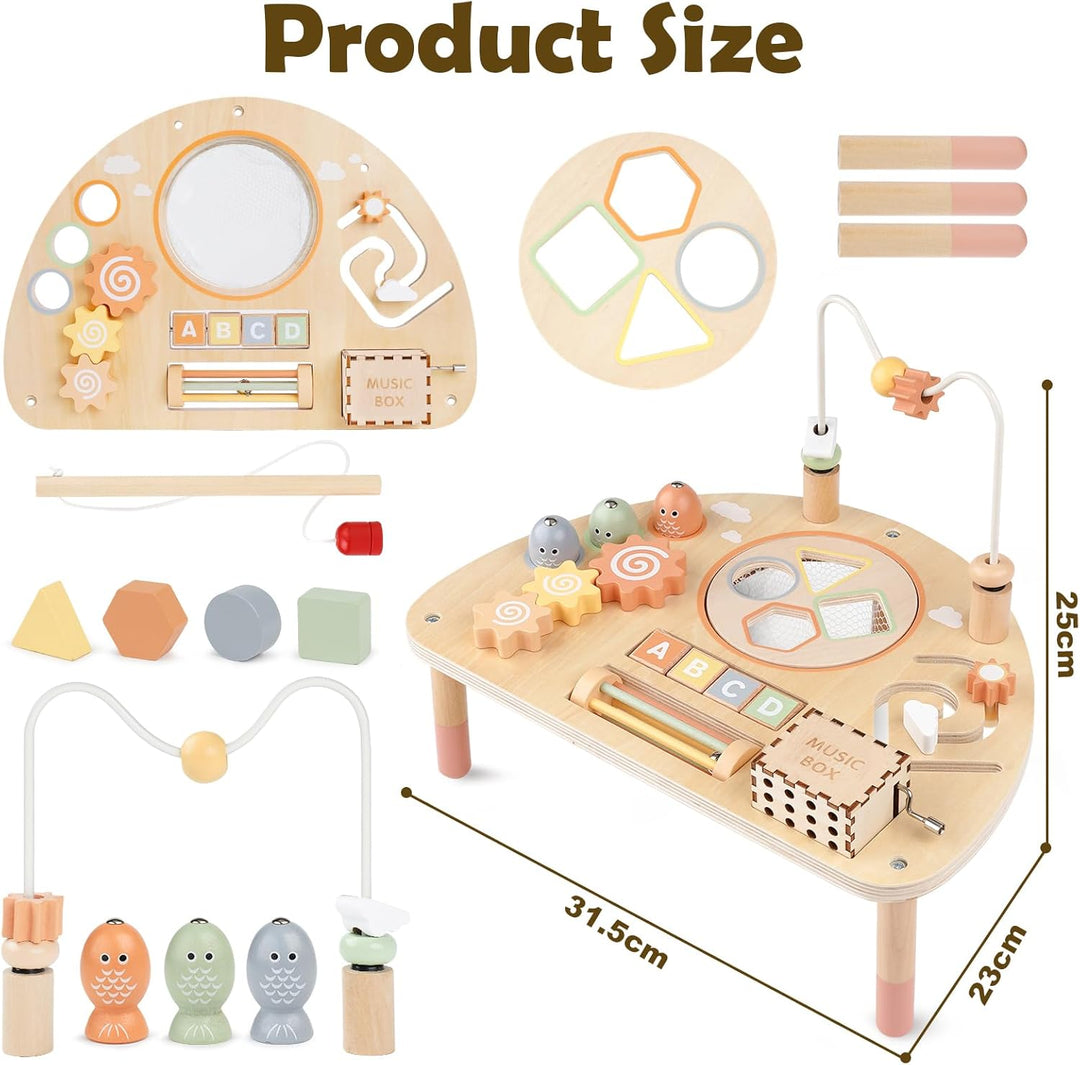 Montessori 8-in-1 Wooden Activity Table for Toddlers 1-3