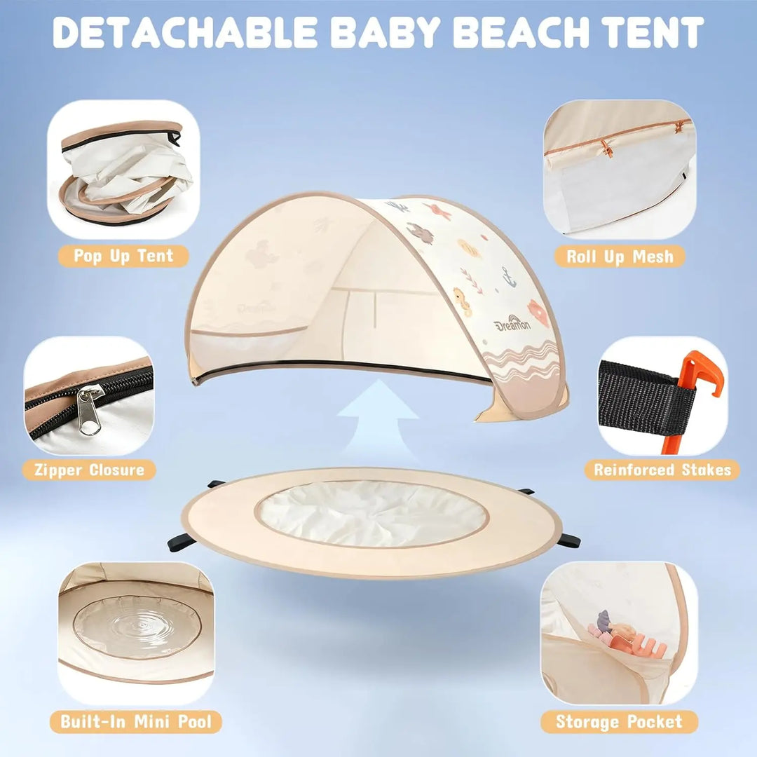 Pop-Up Beach Tent with Baby Pool – UV Protection Tent for Beach, Garden &amp; Outdoor 