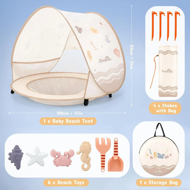 Pop-Up Beach Tent with Baby Pool – UV Protection Tent for Beach, Garden &amp; Outdoor 