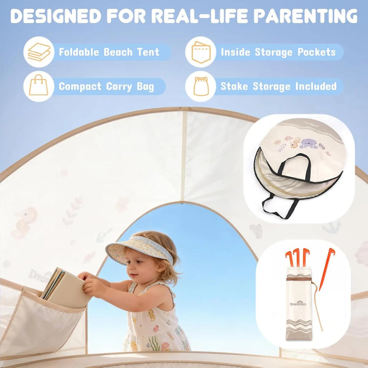 Pop-Up Beach Tent with Baby Pool – UV Protection Tent for Beach, Garden &amp; Outdoor 