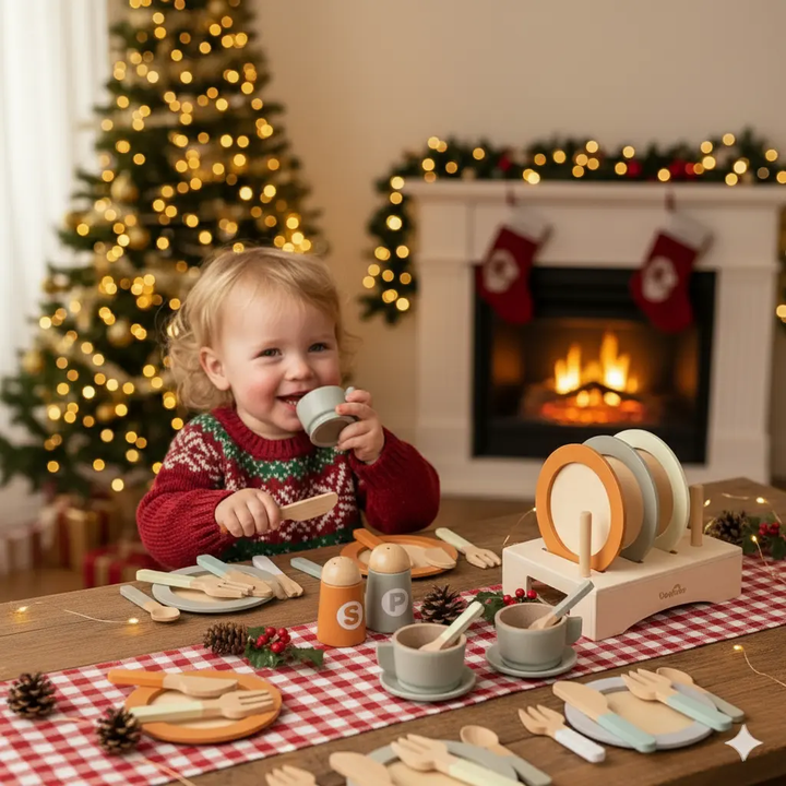 Wooden Kitchen Dishware Set for Kids 