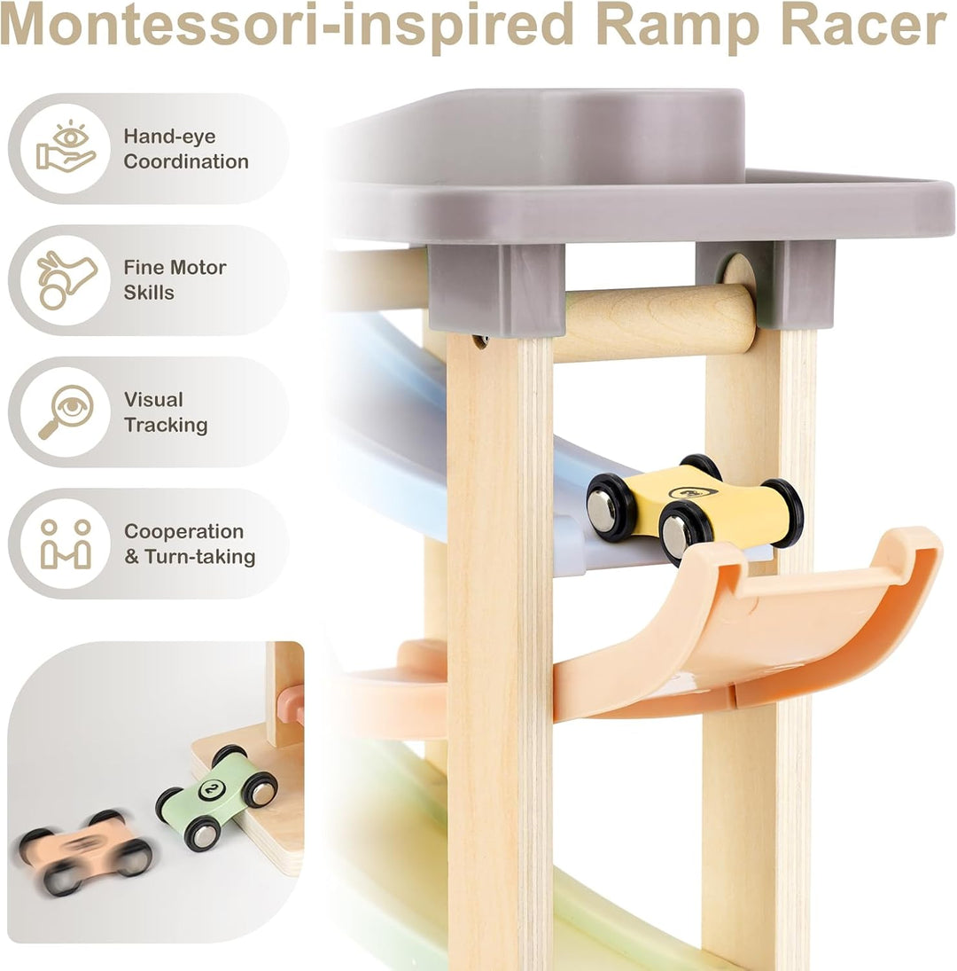 Car Ramp Toy with 4 Cars for Toddlers Ages 1–3