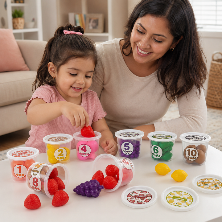 Color Sorting Toys with Play Food for Toddlers