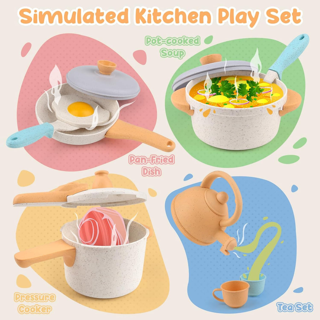 Kids Play Kitchen Set – Pretend Cooking Toys with Pots, Pans & Utensils for Toddlers