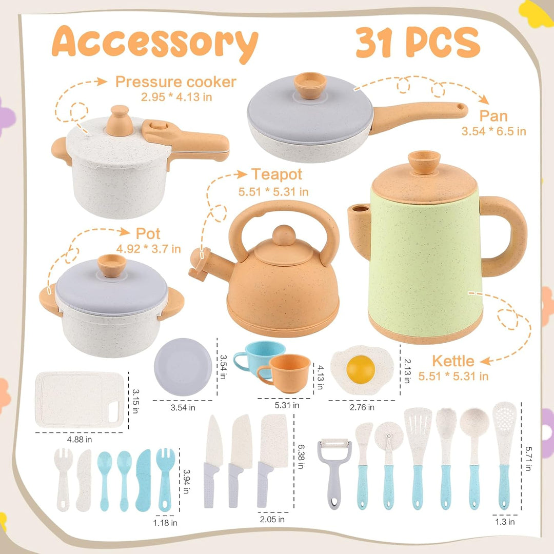 Kids Play Kitchen Set – Pretend Cooking Toys with Pots, Pans & Utensils for Toddlers