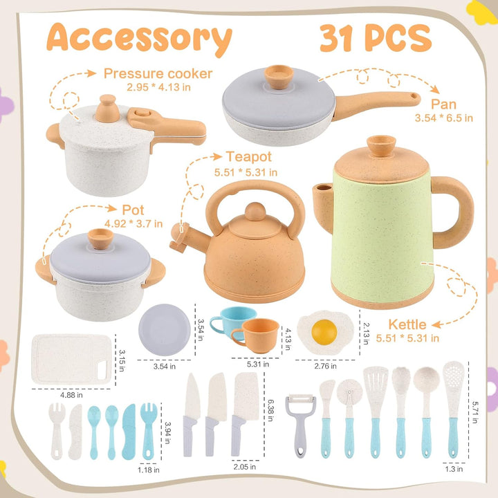 Kids Play Kitchen Set – Pretend Cooking Toys with Pots, Pans & Utensils for Toddlers