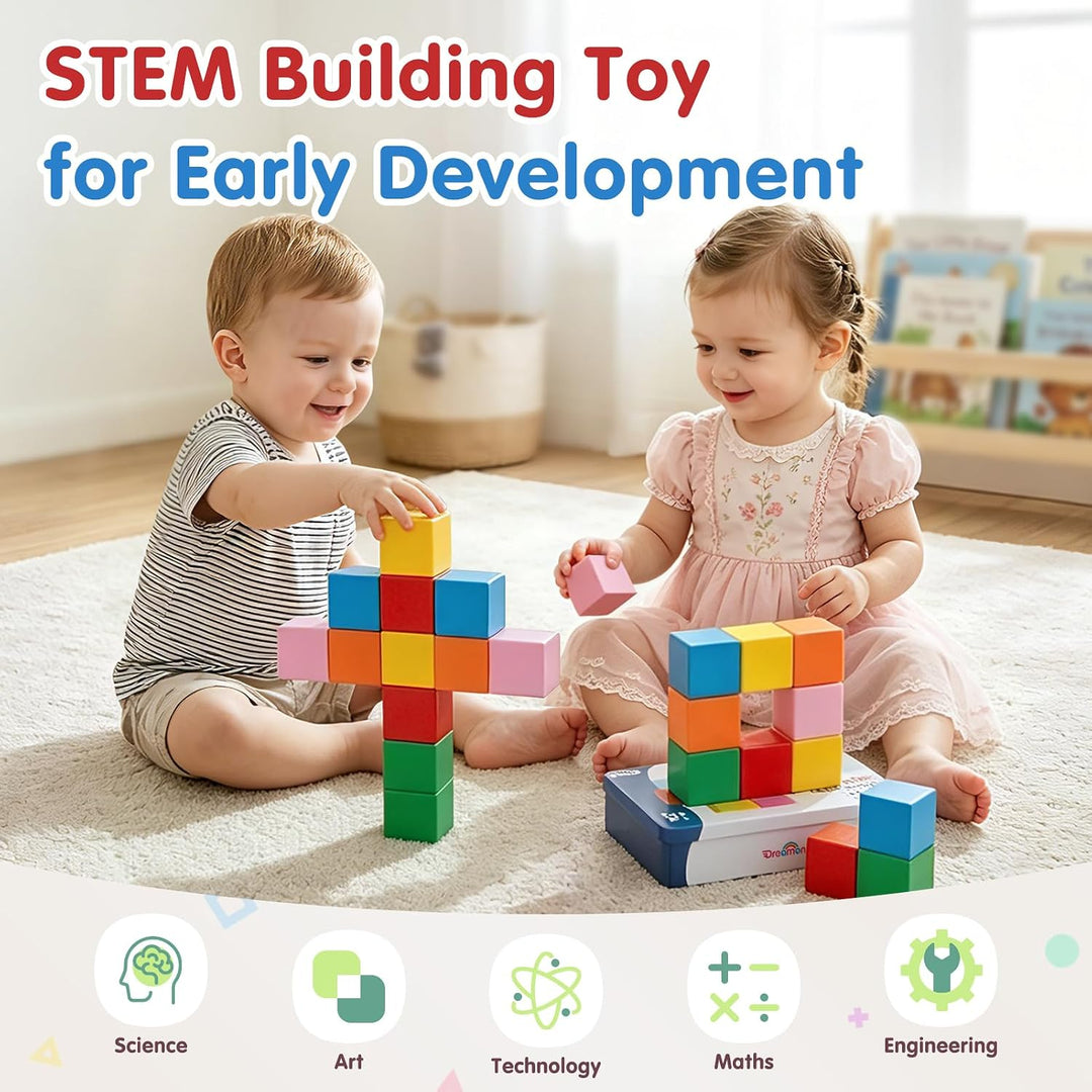 Large Magnetic Blocks with Metal Box for Toddlers 1–3