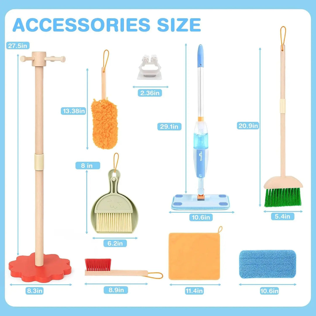 Wooden Toddler Cleaning Set with Real Spray Mop Ages 3–6 