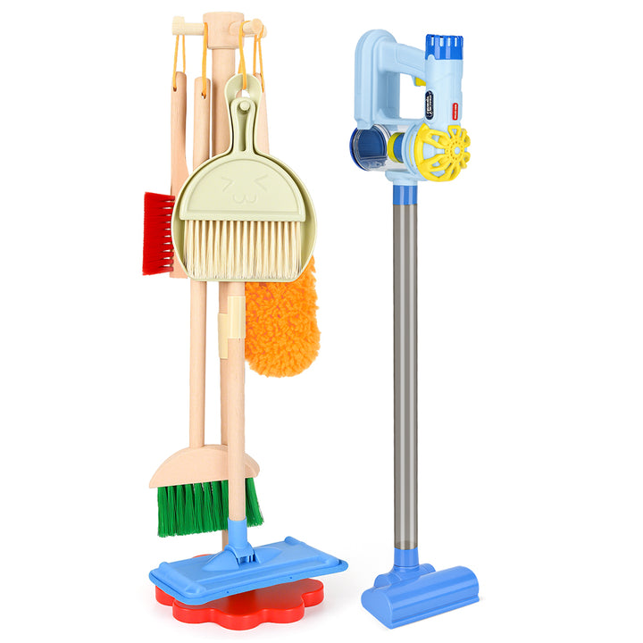 Wooden Kids Cleaning Set with Vacuum, 11 PCS Montessori Toys for Ages 3-6