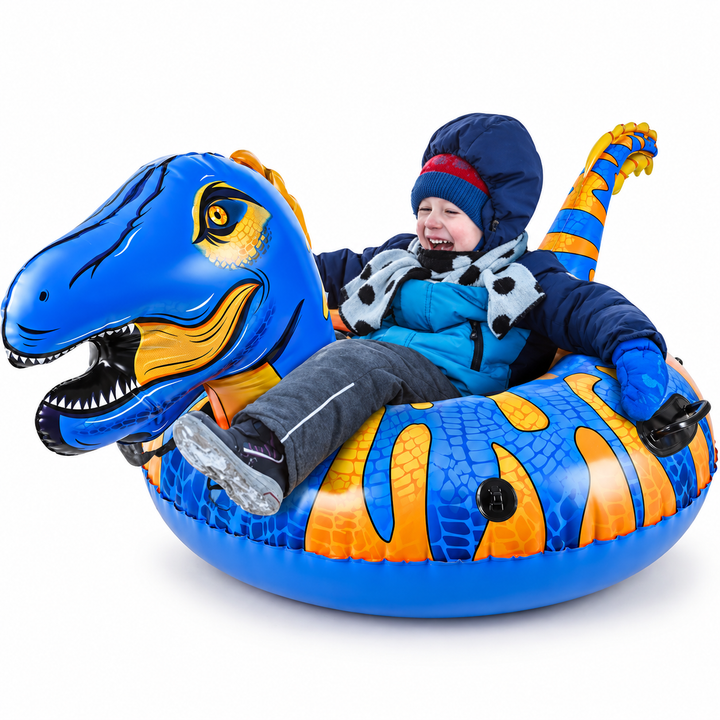 Dinosaur Inflatable Snow Tube With Handles, 61-Inch Sled