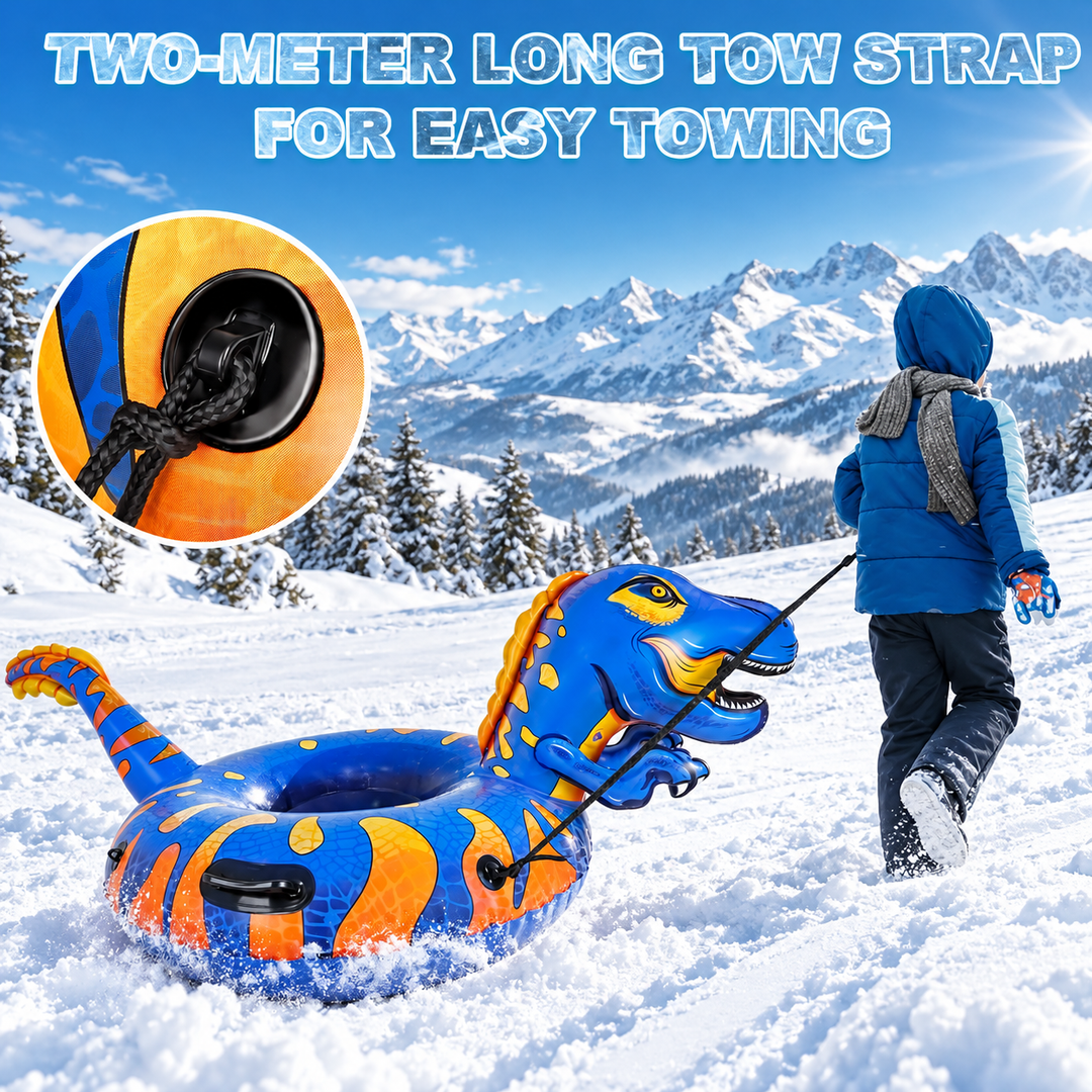 Dinosaur Inflatable Snow Tube With Handles, 61-Inch Sled