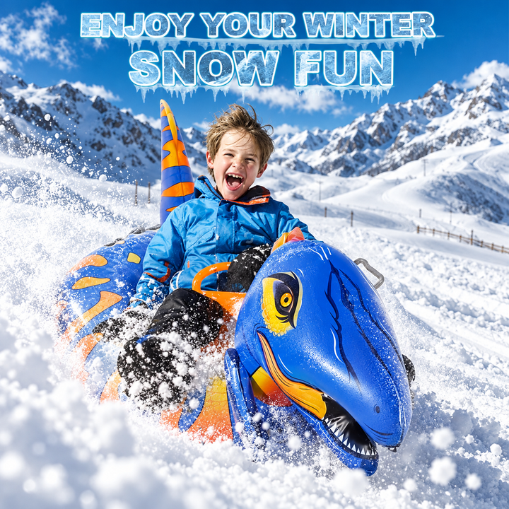 Dinosaur Inflatable Snow Tube With Handles, 61-Inch Sled