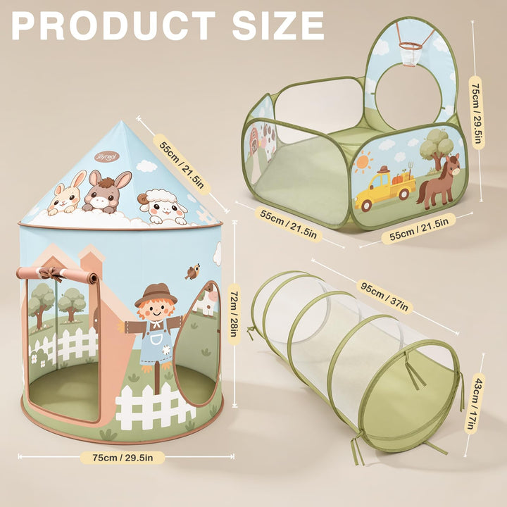 Kids Foldable Play Tent with Tunnel, Pop-Up Tent &amp; Ball Pit
