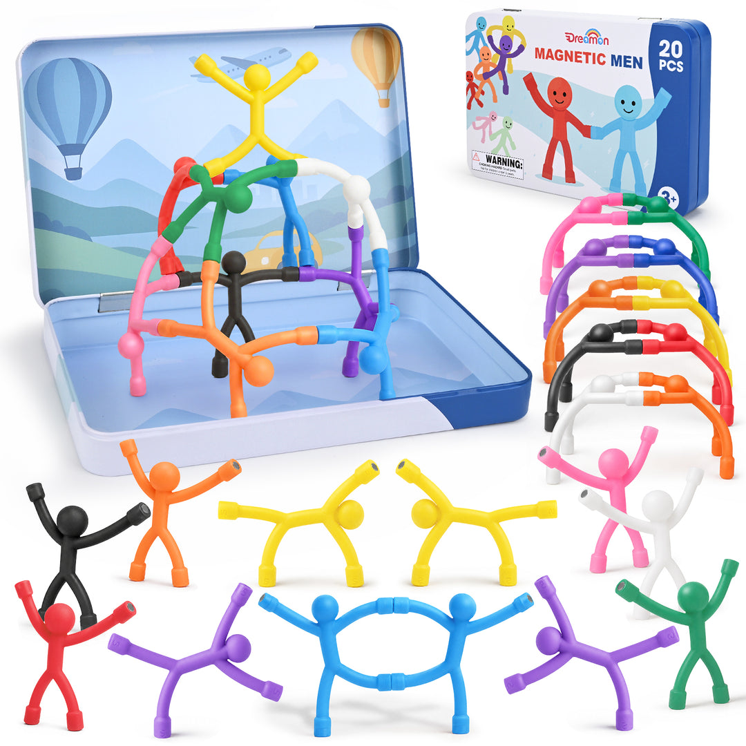 Magnetic Sensory Figures Toys with Metal Box (Solid Colors)