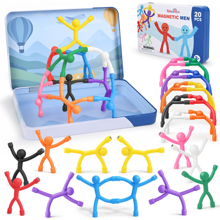 Magnetic Sensory Figures Toys with Metal Box (Solid Colors)