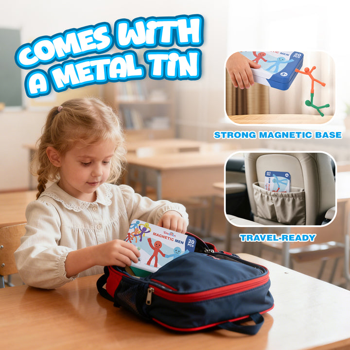 Magnetic Sensory Figures Toys with Metal Box (Solid Colors)